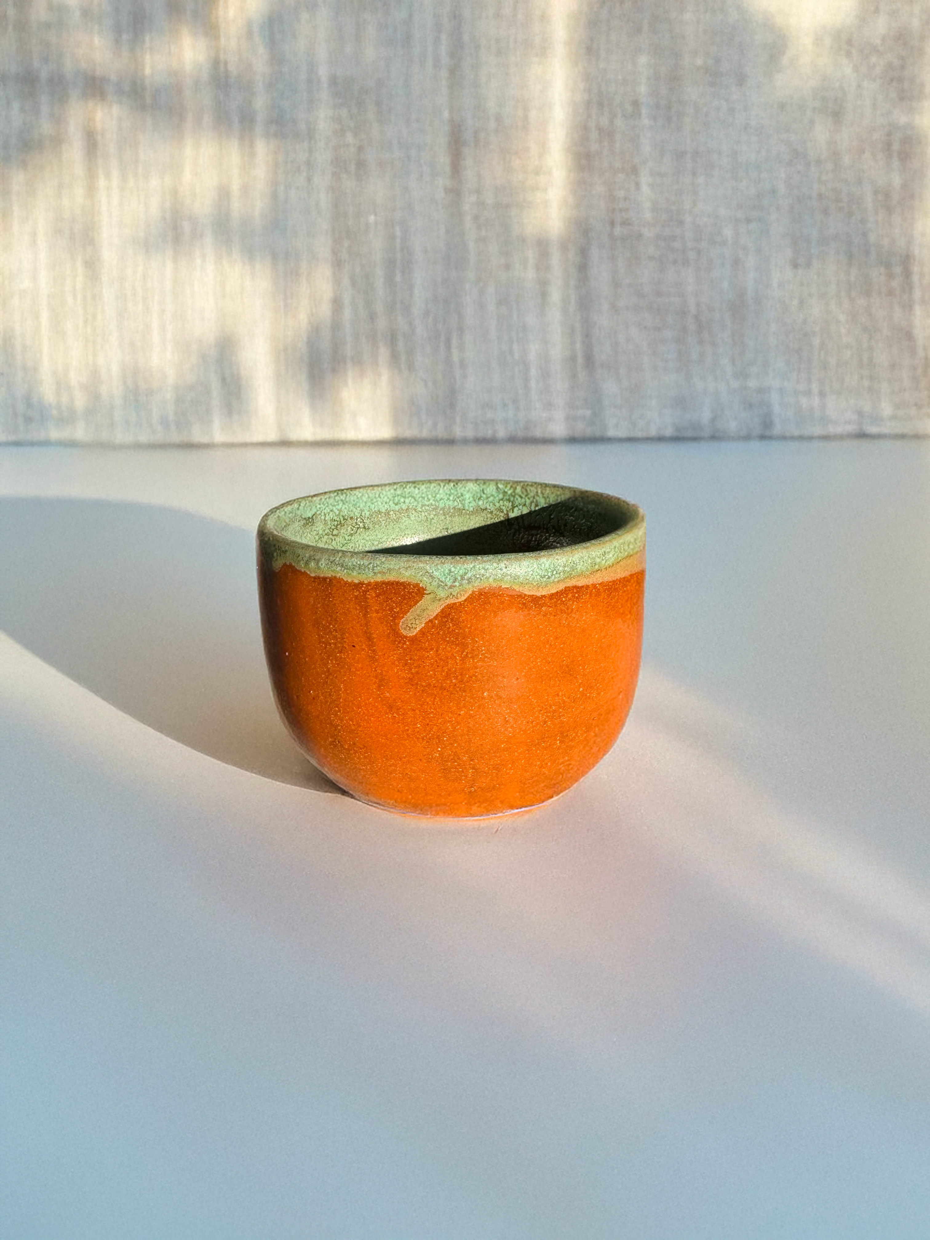 Handmade Ceramic Orange Teal Mug, Artisan Pottery