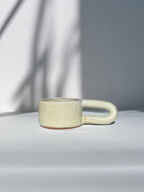 Long Handle Opal Ceramic Mug, Handmade Pottery Coffee Cup