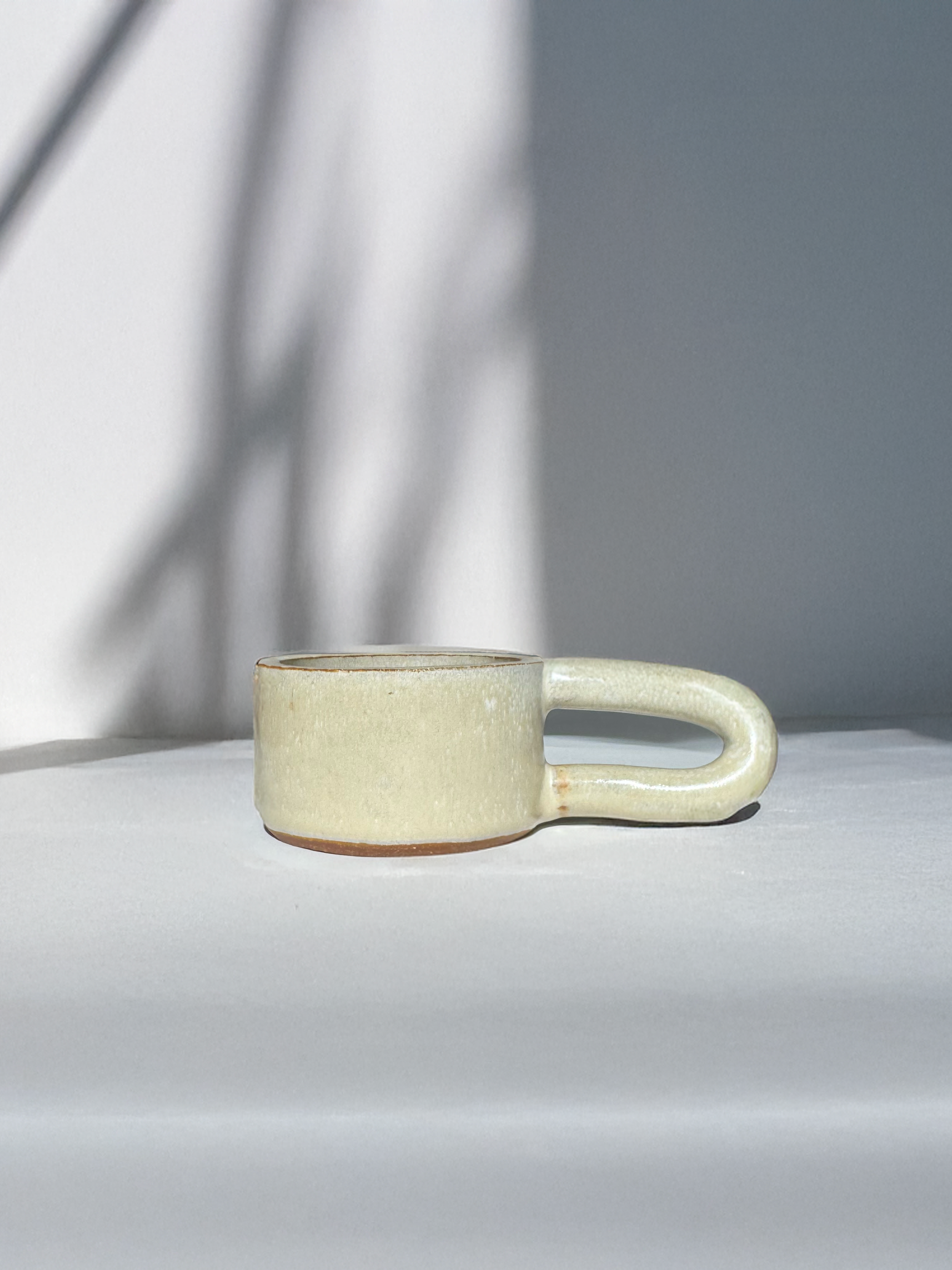 Long Handle Opal Ceramic Mug, Handmade Pottery Coffee Cup