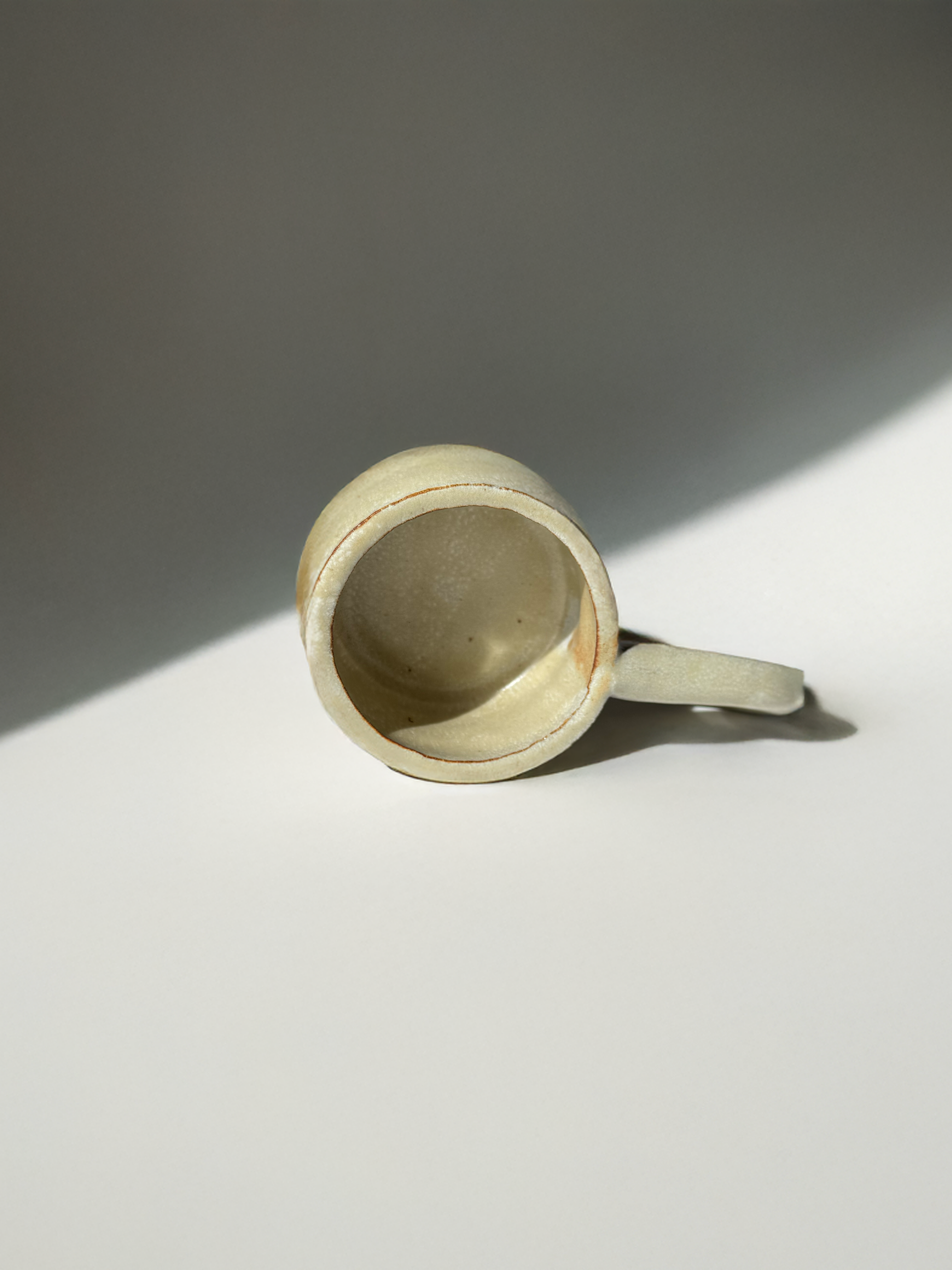 Long Handle Opal Ceramic Mug, Handmade Pottery Coffee Cup