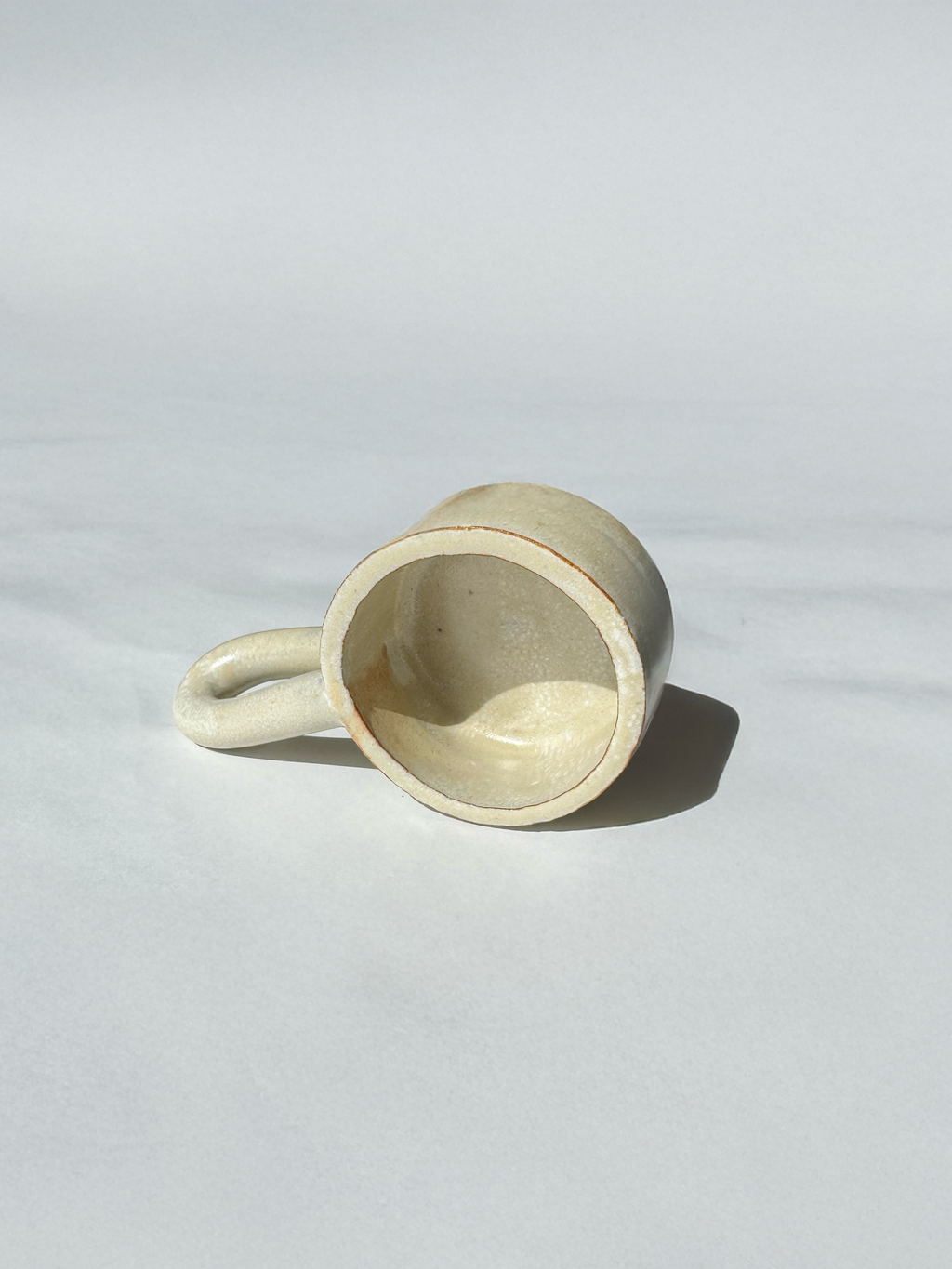 Long Handle Opal Ceramic Mug, Handmade Pottery Coffee Cup
