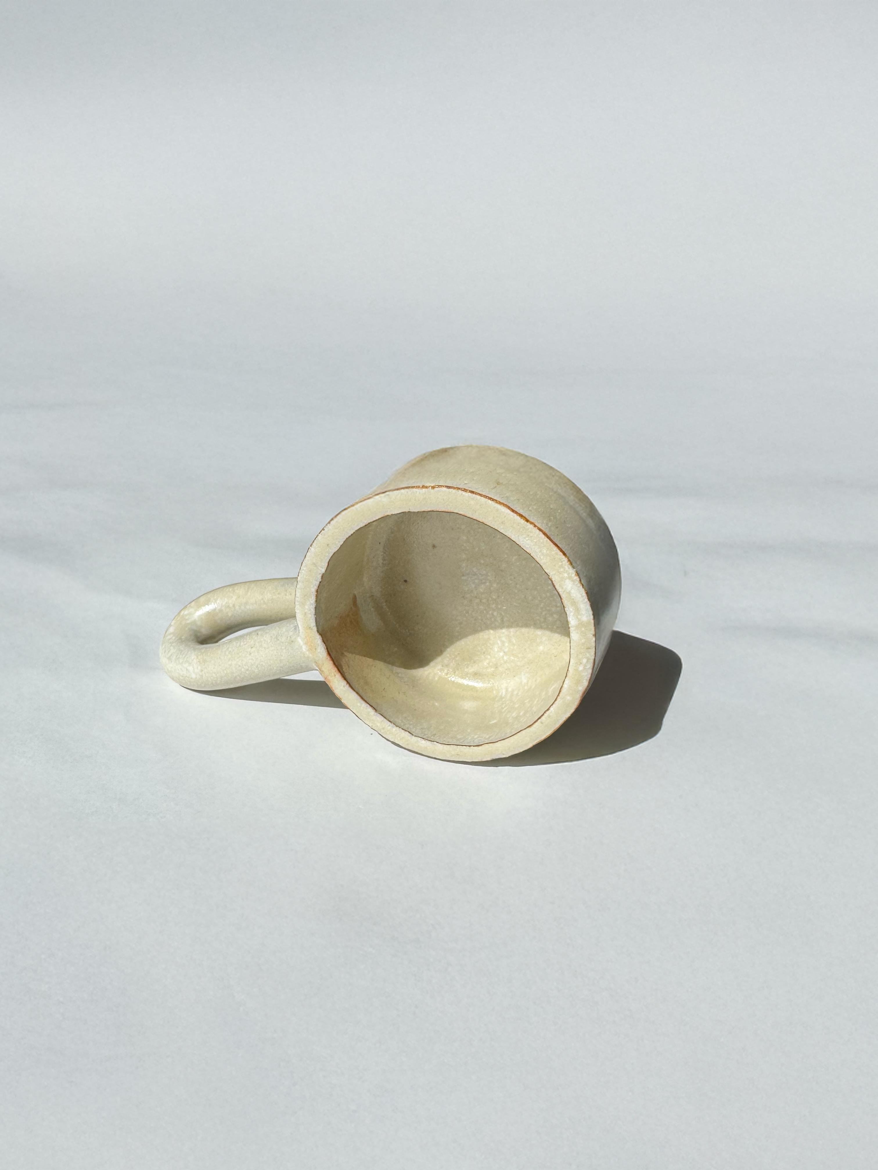 Long Handle Opal Ceramic Mug, Handmade Pottery Coffee Cup