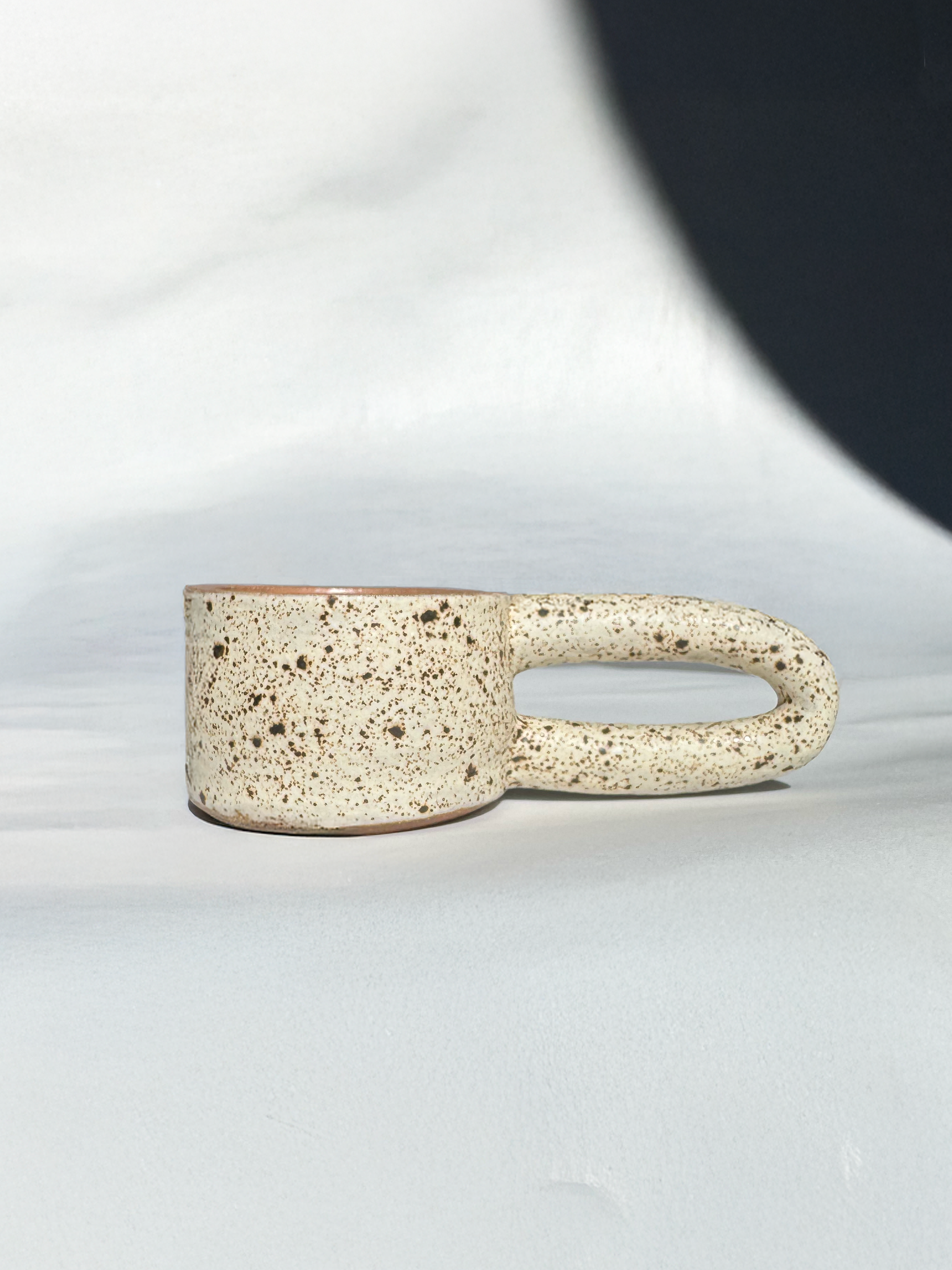 Long Handle Blue Ceramic Mug, Handmade Pottery Coffee Cup