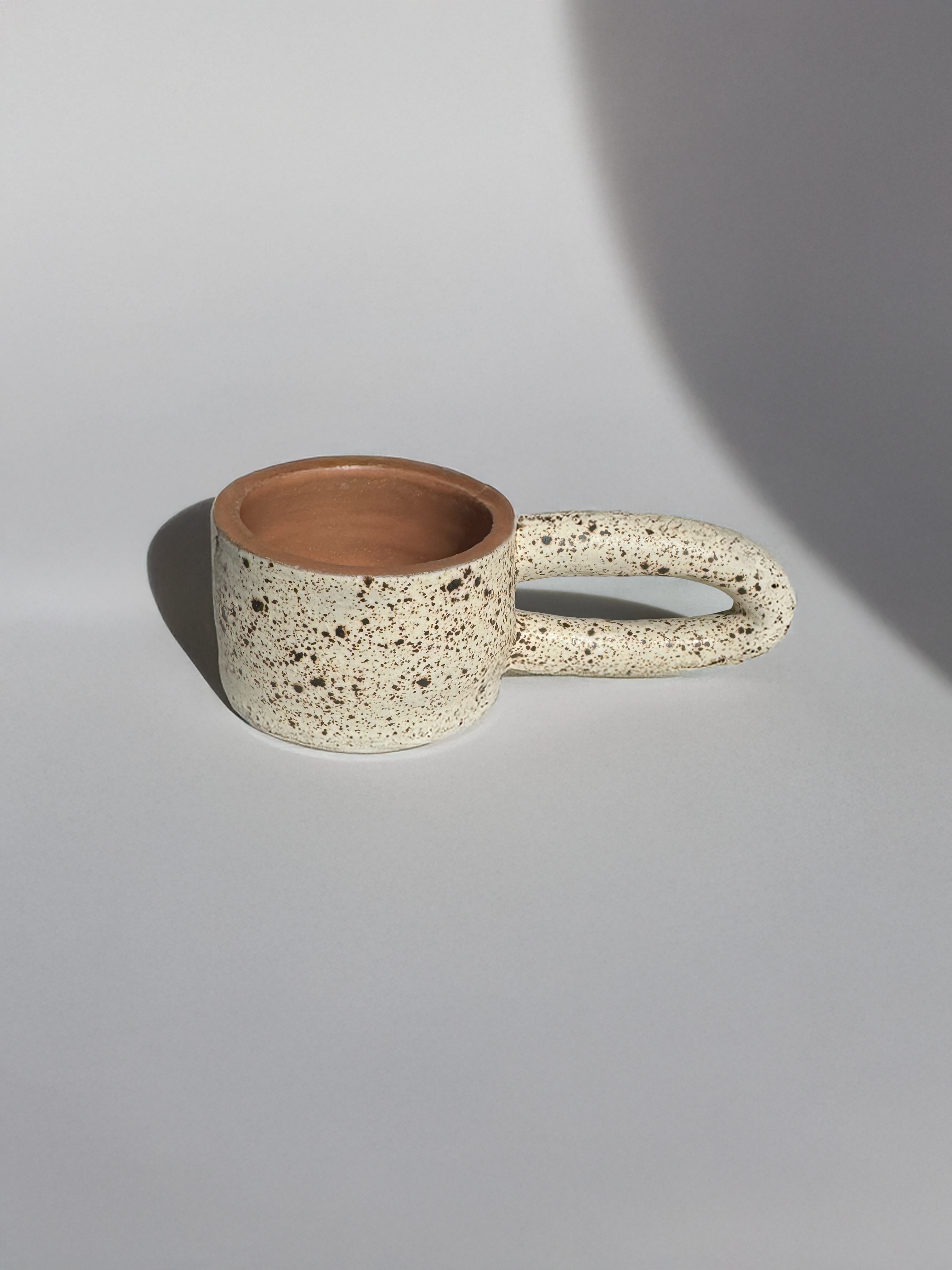 Long Handle Blue Ceramic Mug, Handmade Pottery Coffee Cup