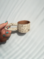 Long Handle Blue Ceramic Mug, Handmade Pottery Coffee Cup