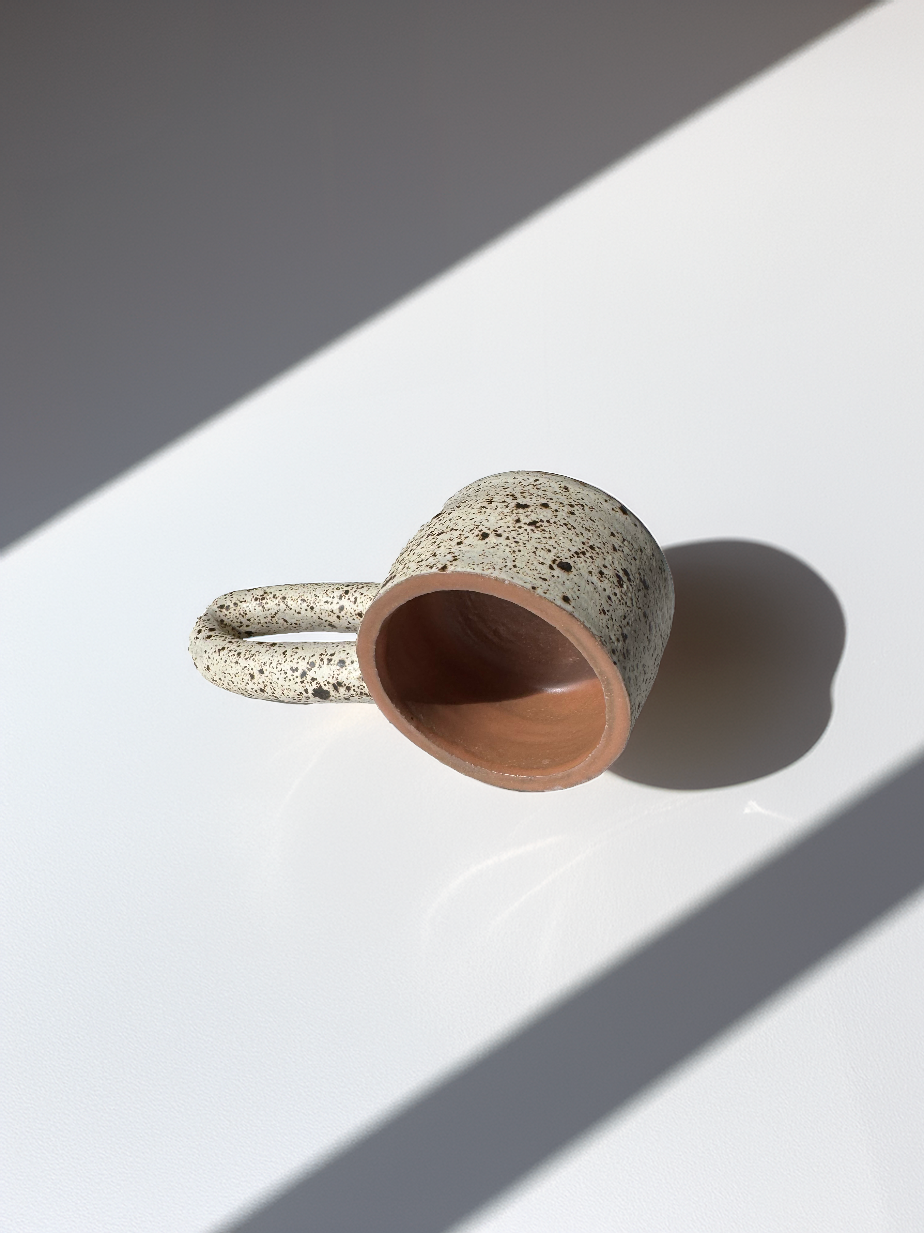 Long Handle Blue Ceramic Mug, Handmade Pottery Coffee Cup