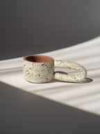 Long Handle Blue Ceramic Mug, Handmade Pottery Coffee Cup