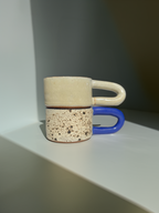 Long Handle Opal Ceramic Mug, Handmade Pottery Coffee Cup