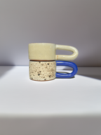 Long Handle Opal Ceramic Mug, Handmade Pottery Coffee Cup