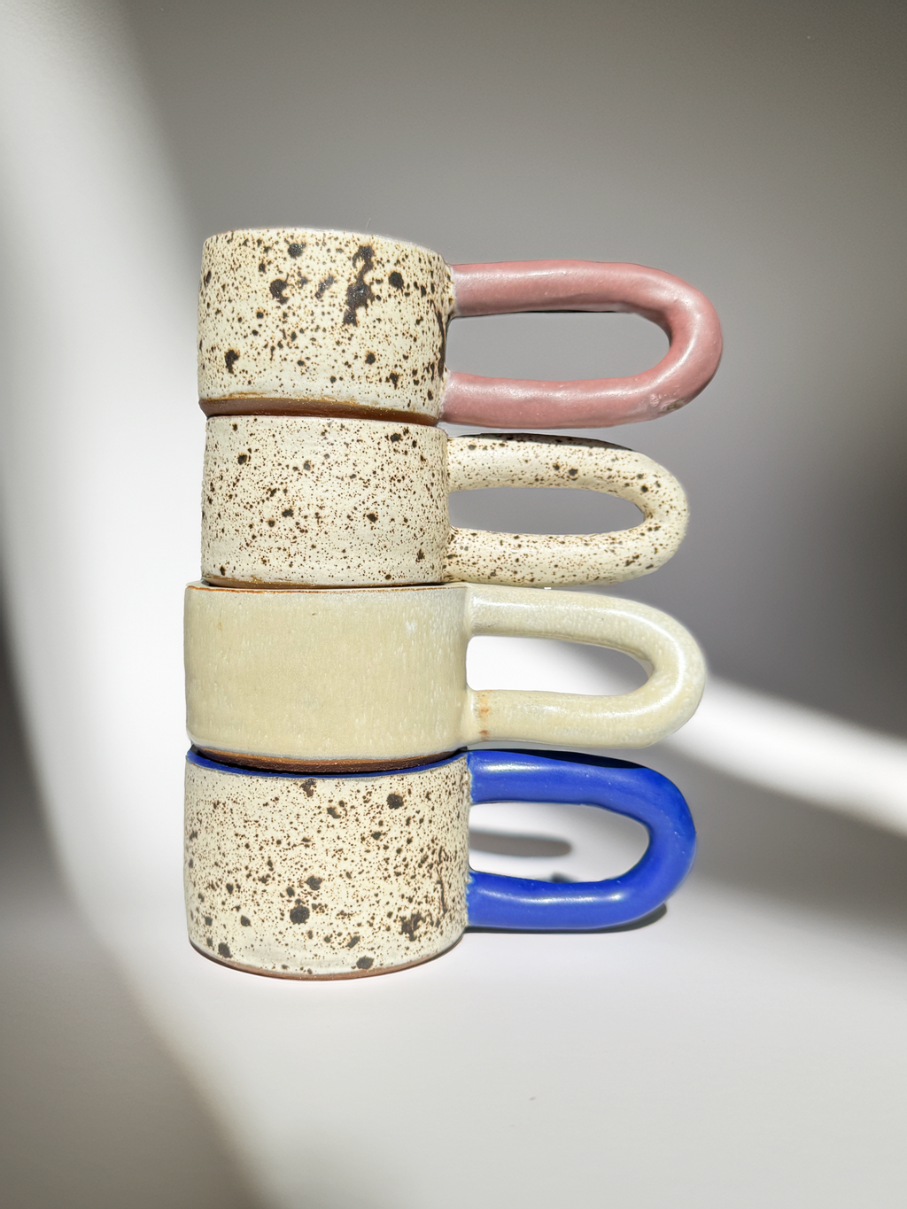 Long Handle Opal Ceramic Mug, Handmade Pottery Coffee Cup