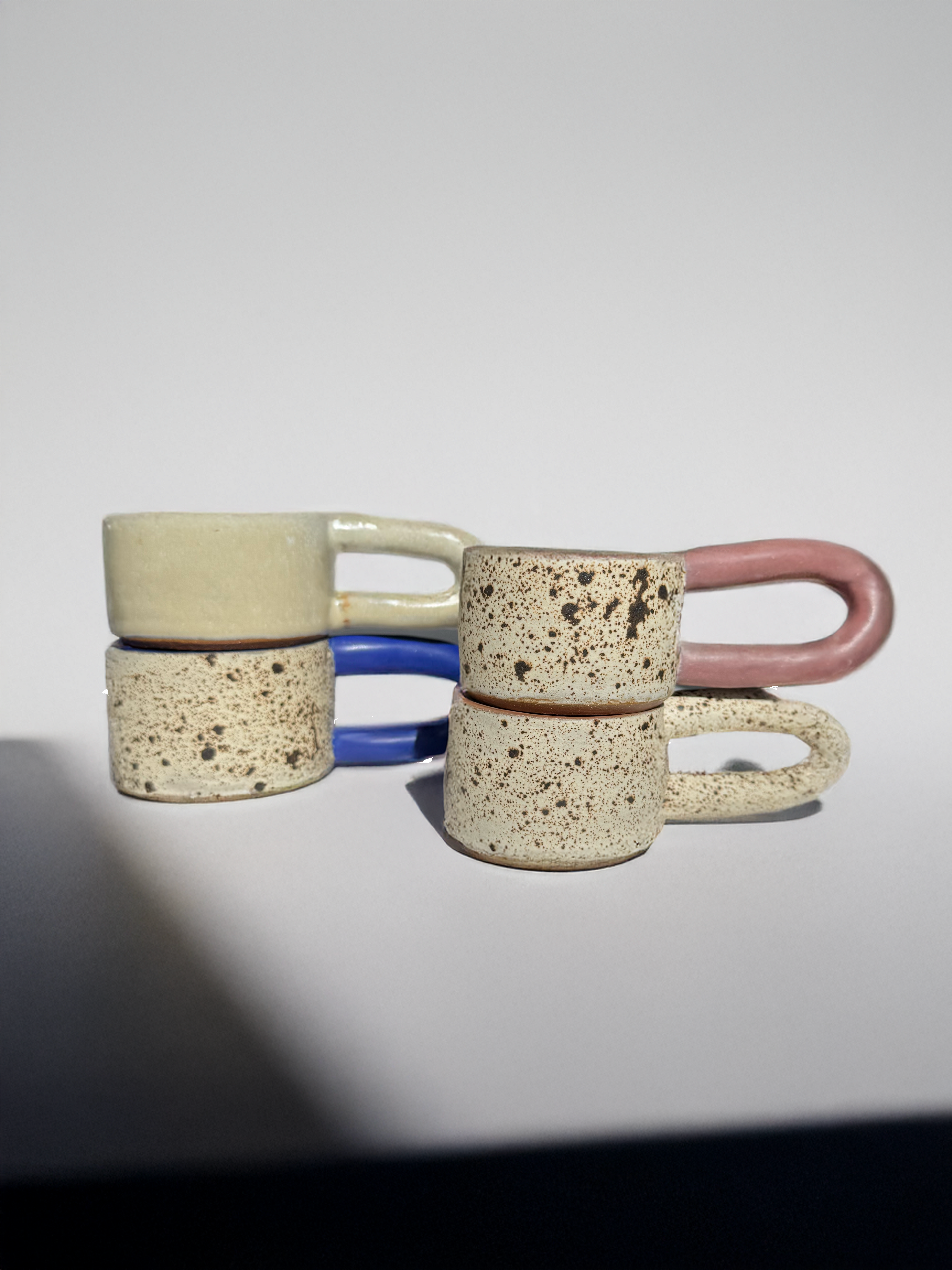 Long Handle Opal Ceramic Mug, Handmade Pottery Coffee Cup