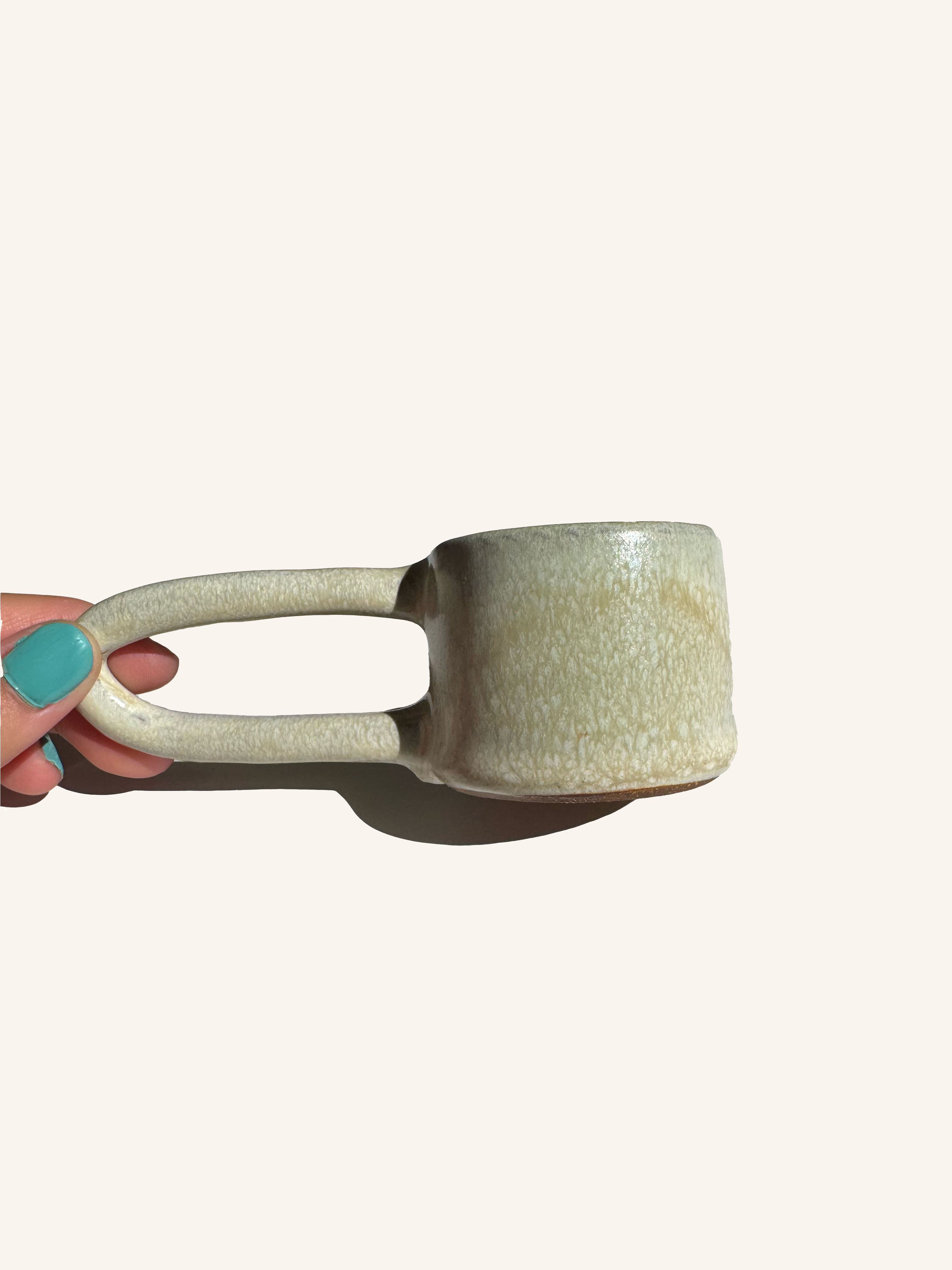 Handmade Ceramic Long Handle Espresso Mug, Artisan Pottery, Opal