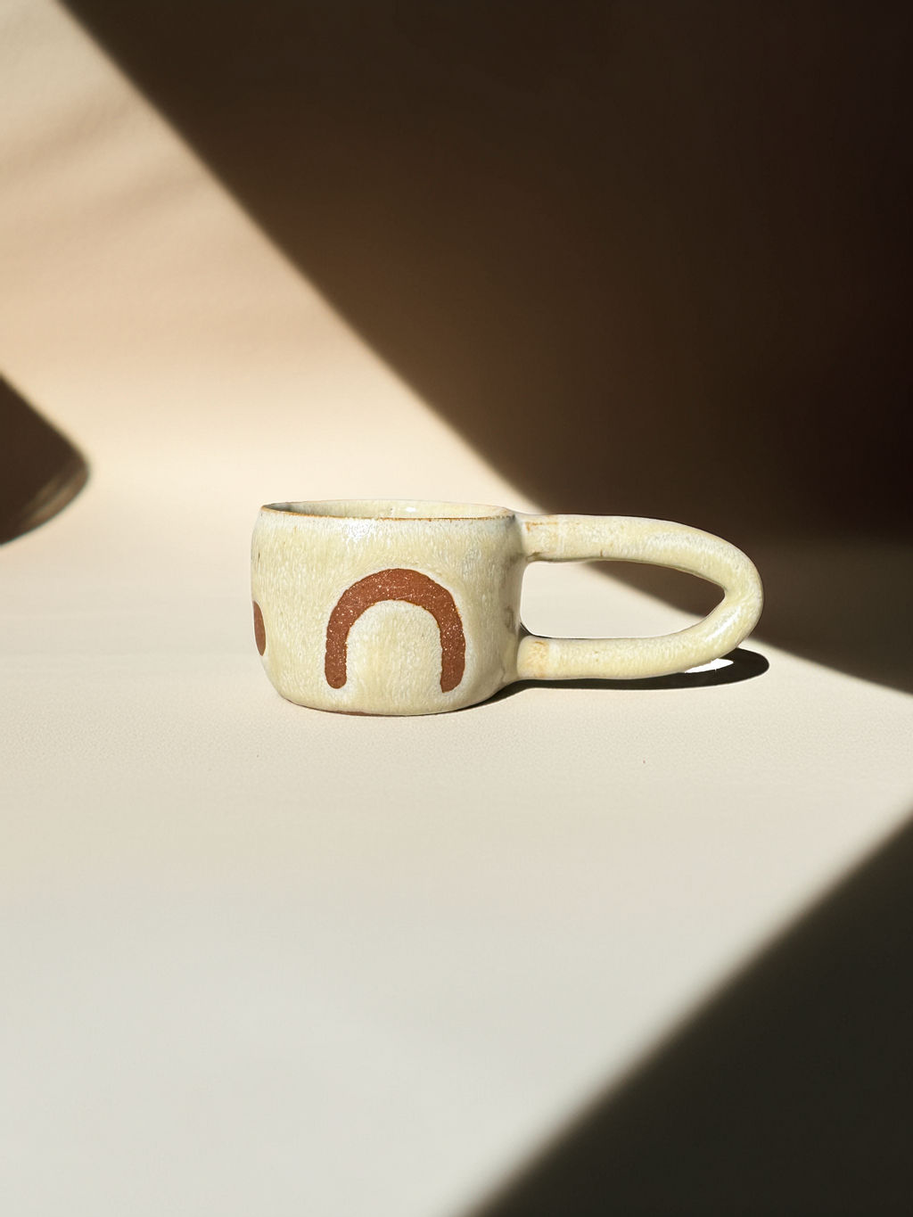 Handmade Ceramic Long Handle Espresso Mug, Artisan Pottery, Opal