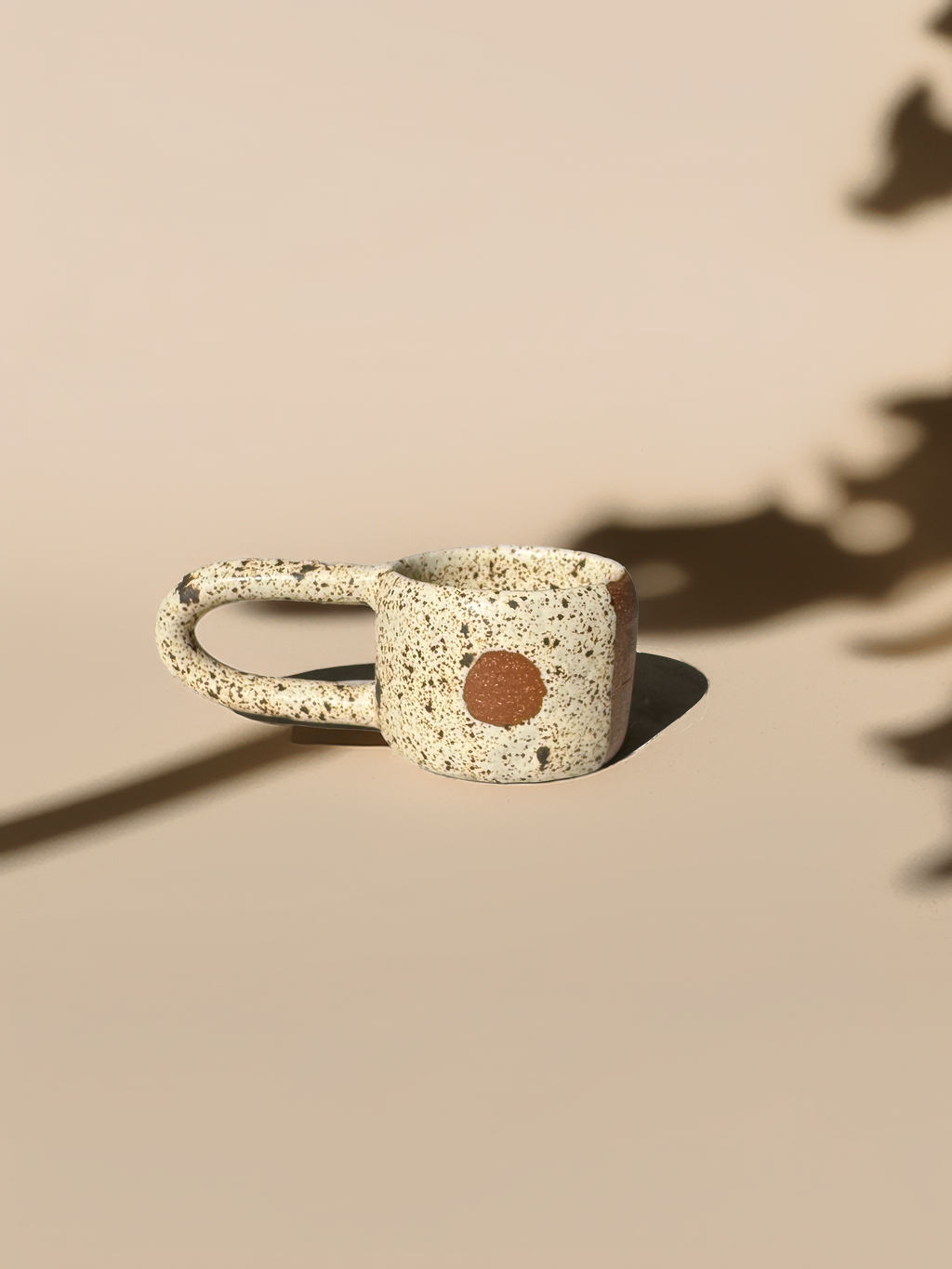 Handmade Ceramic Long Handle Espresso Mug, Artisan Pottery, Winter Wood Speckled