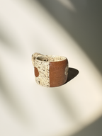Handmade Ceramic Long Handle Espresso Mug, Artisan Pottery, Winter Wood Speckled