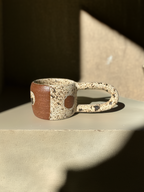 Handmade Ceramic Long Handle Espresso Mug, Artisan Pottery, Winter Wood Speckled