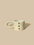 Handmade Ceramic Long Handle Espresso Mug, Artisan Pottery, Opal, Dotted