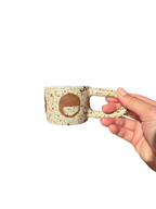 Handmade Ceramic Long Handle Espresso Mug, Artisan Pottery, Winter Wood Speckled
