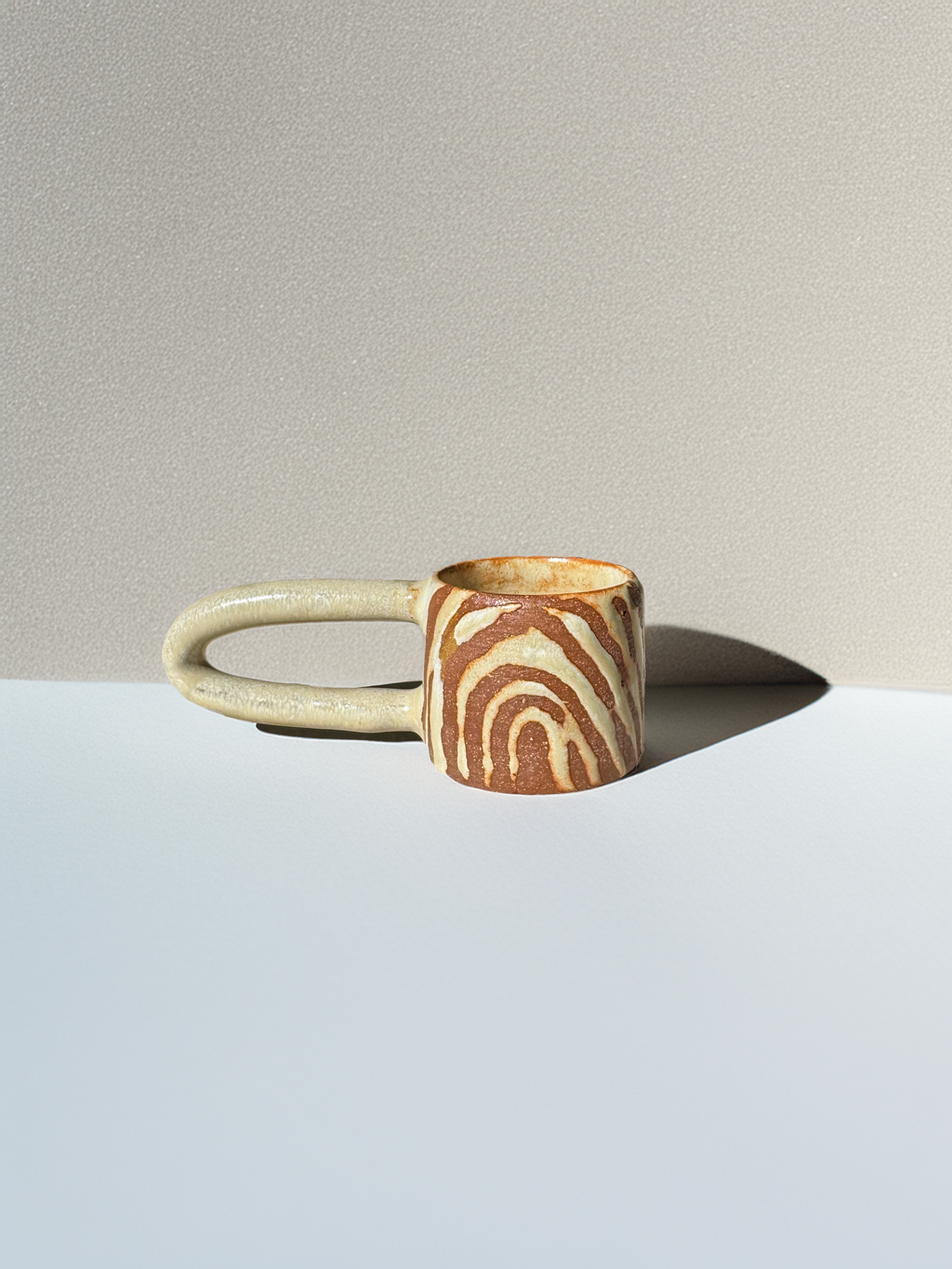 Handmade Ceramic Long Handle Espresso Mug Zebra, Artisan Pottery, Opal, Ceramic Gift