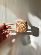 Handmade Ceramic Long Handle Espresso Mug Zebra, Artisan Pottery, Opal, Ceramic Gift