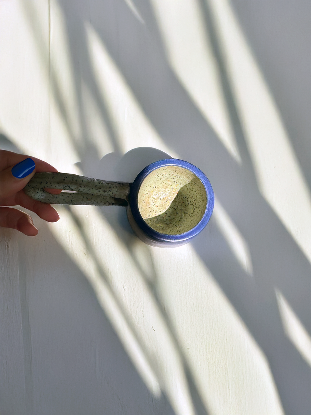 Handmade Ceramic Long Handle Espresso Mug, Artisan Pottery