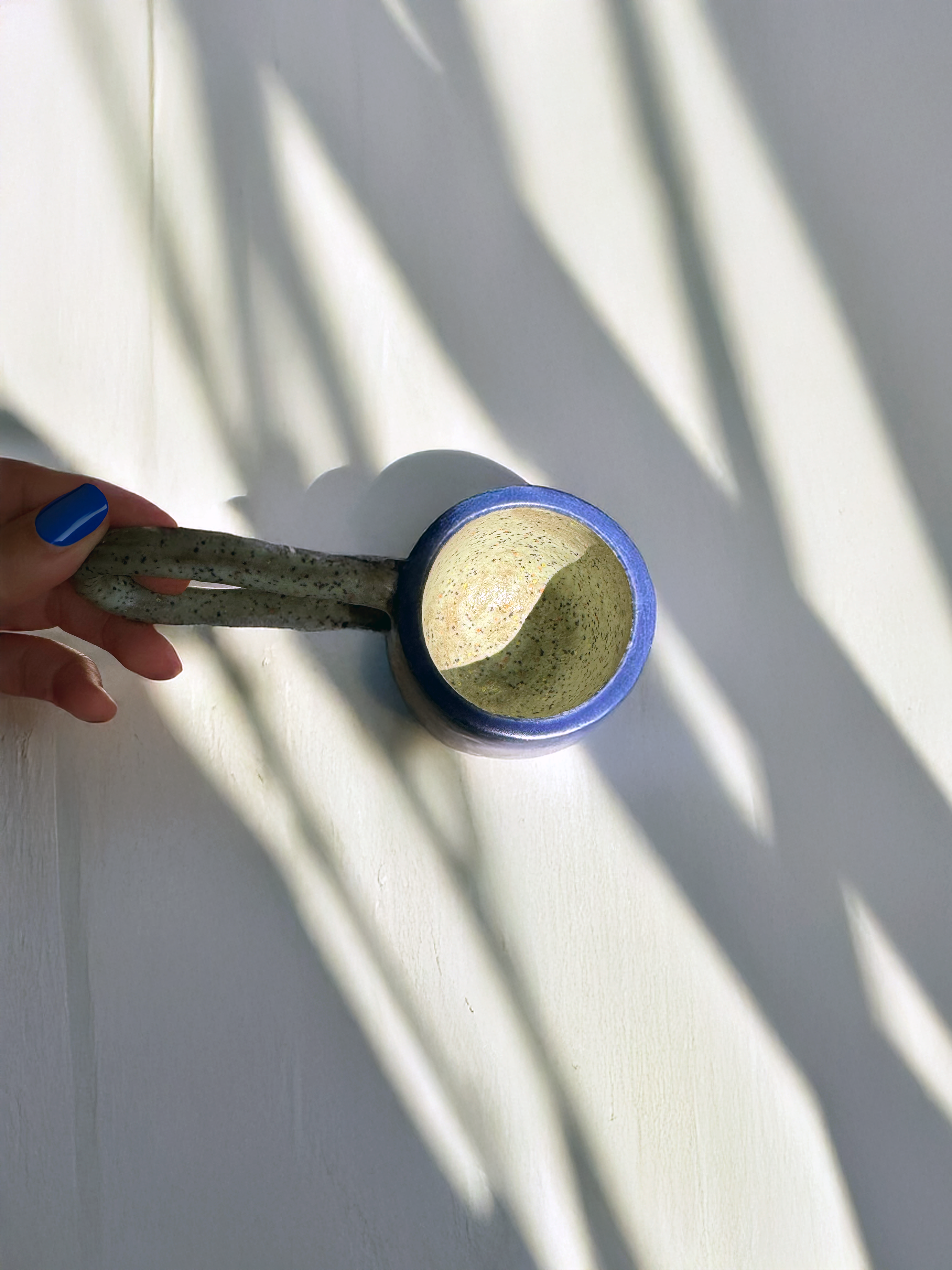Handmade Ceramic Long Handle Espresso Mug, Artisan Pottery