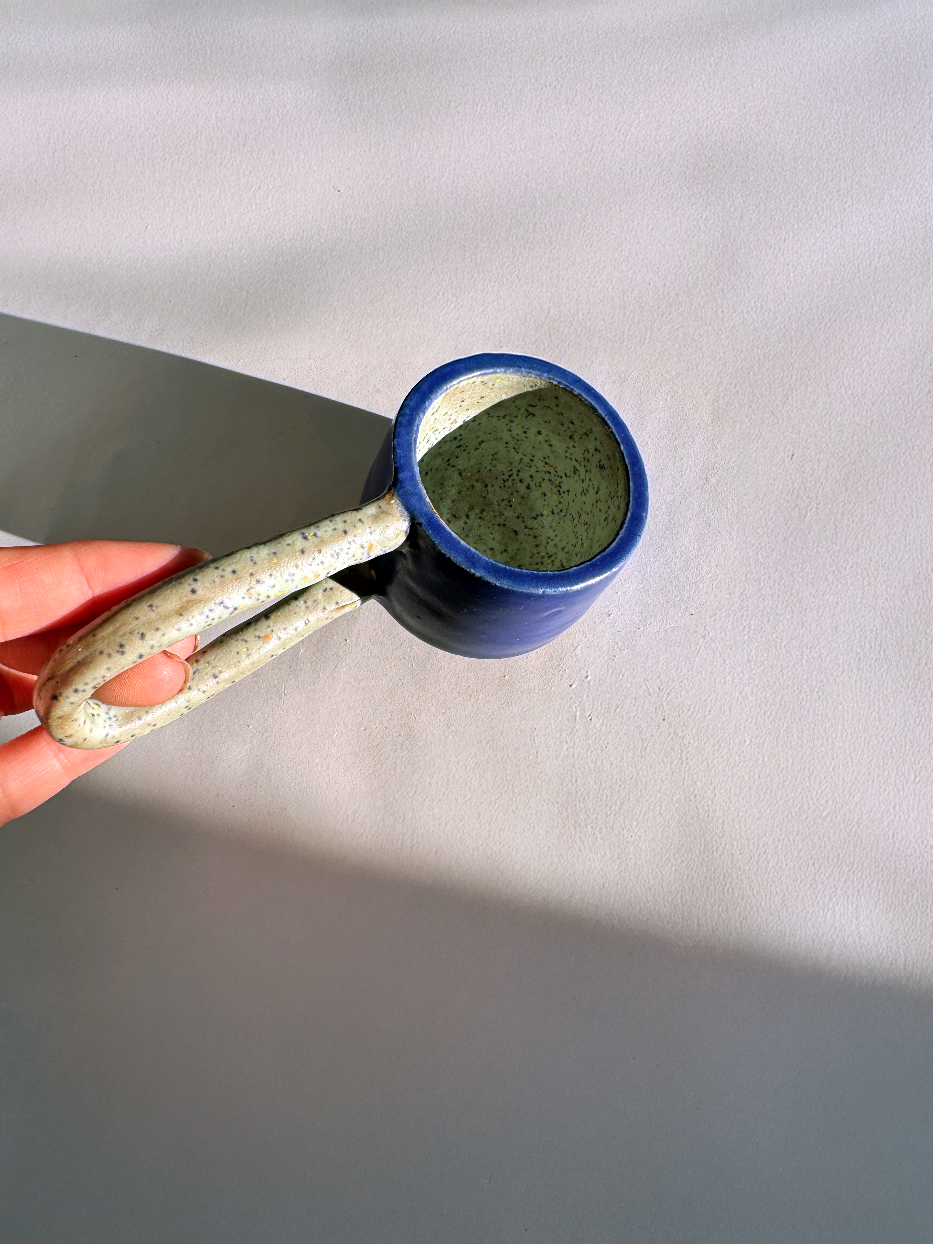 Handmade Ceramic Long Handle Espresso Mug, Artisan Pottery