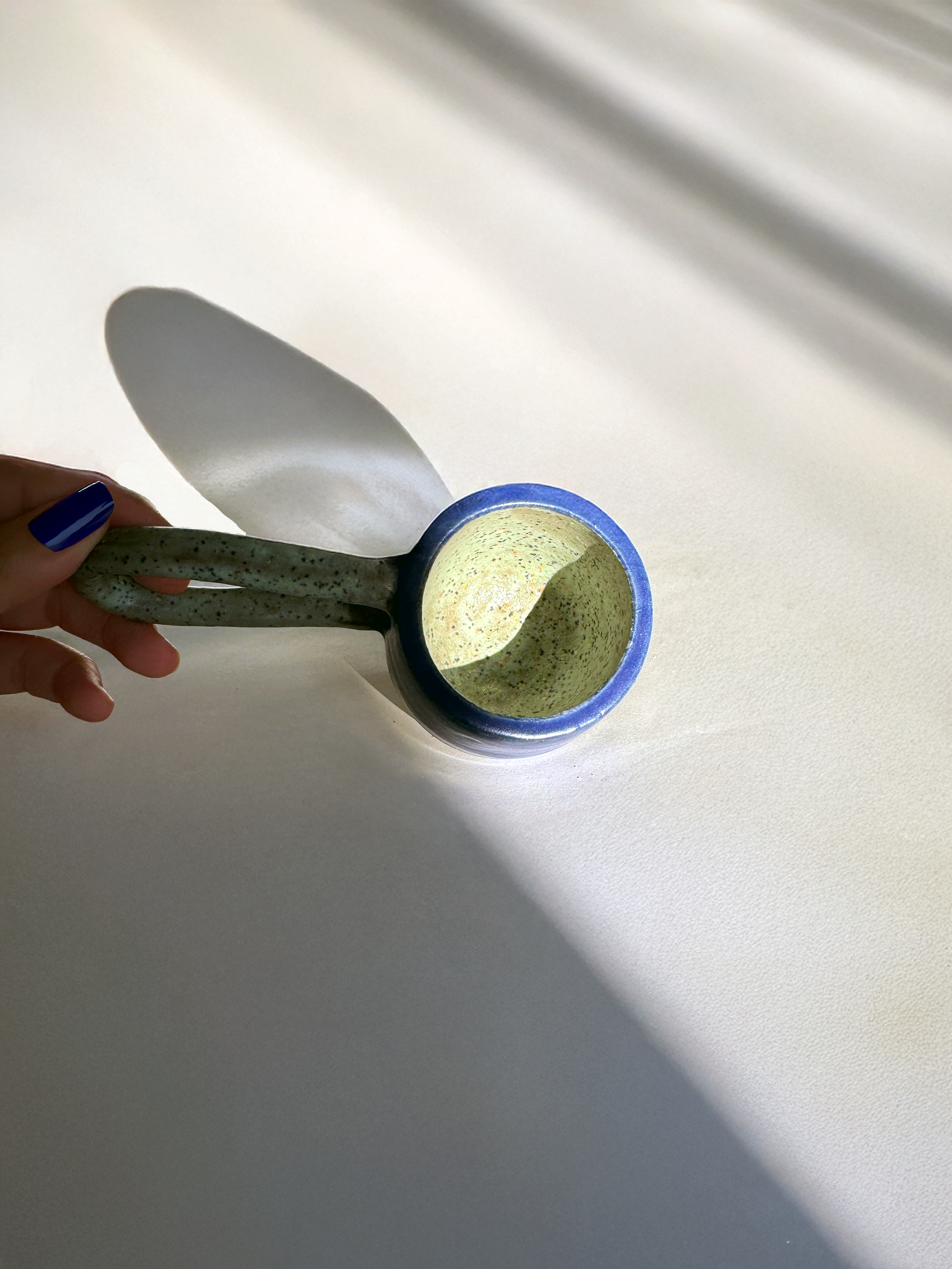 Handmade Ceramic Long Handle Espresso Mug, Artisan Pottery