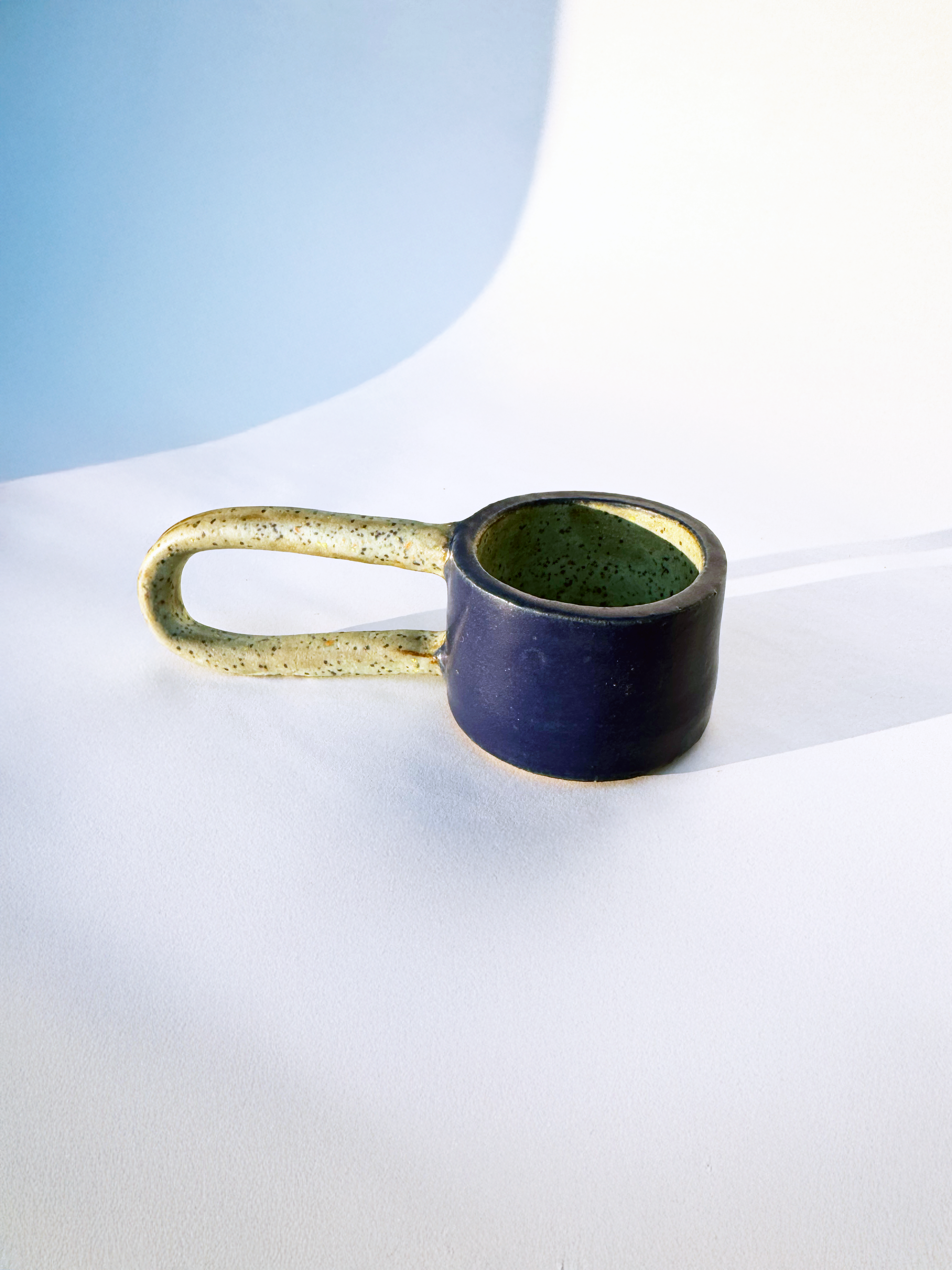 Handmade Ceramic Long Handle Espresso Mug, Artisan Pottery