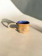 Handmade Ceramic Long Handle Espresso Mug, Artisan Pottery, Indented Pottery