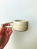 Long Handle Opal Ceramic Mug, Handmade Pottery Coffee Cup
