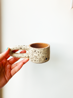 Long Handle Blue Ceramic Mug, Handmade Pottery Coffee Cup