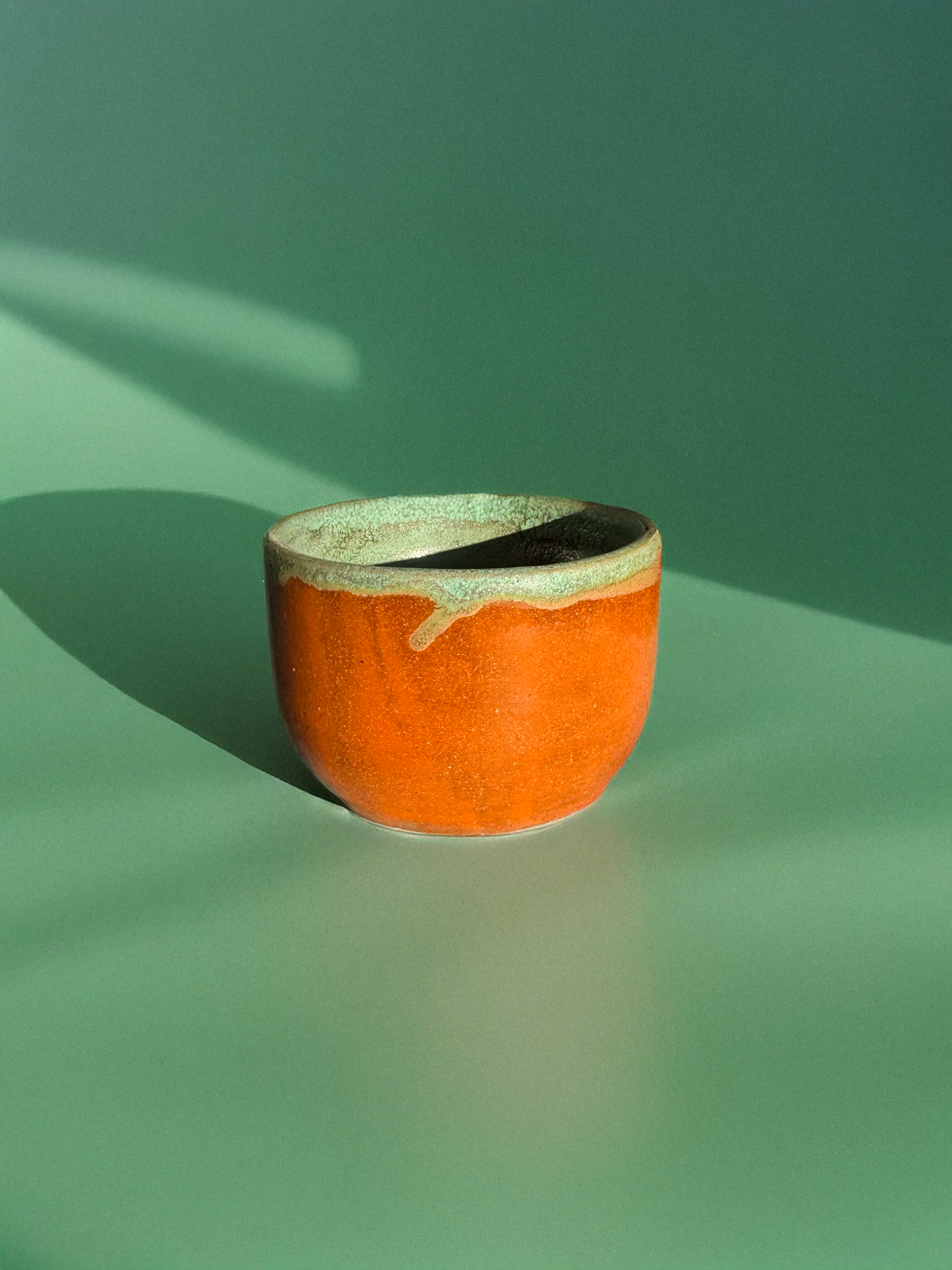 Handmade Ceramic Orange Teal Mug, Artisan Pottery