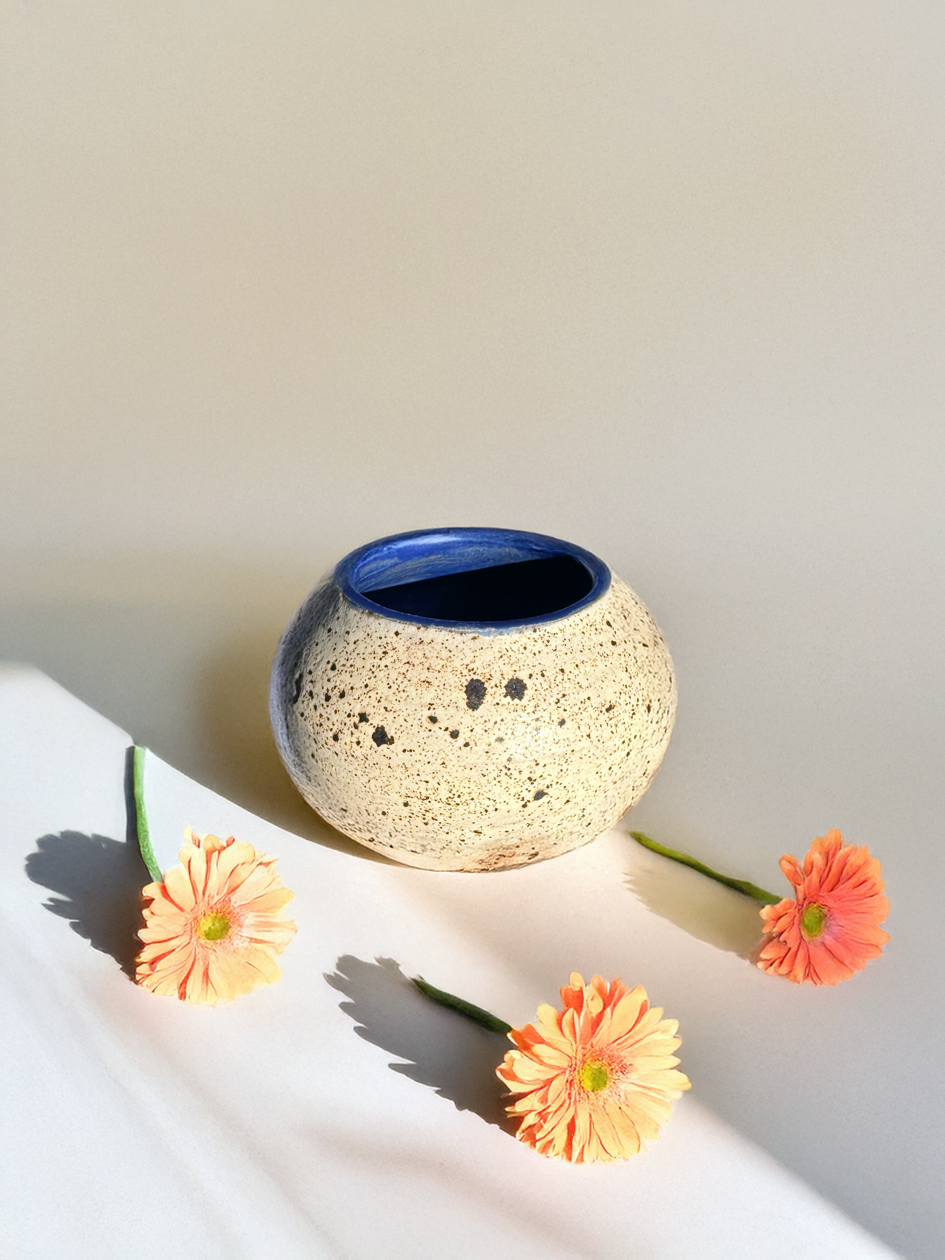 Hand-made Ceramic Speckled Flower Vase