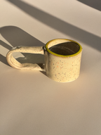 Long Handle Speckled Ceramic Mug, Handmade Pottery Coffee Cup
