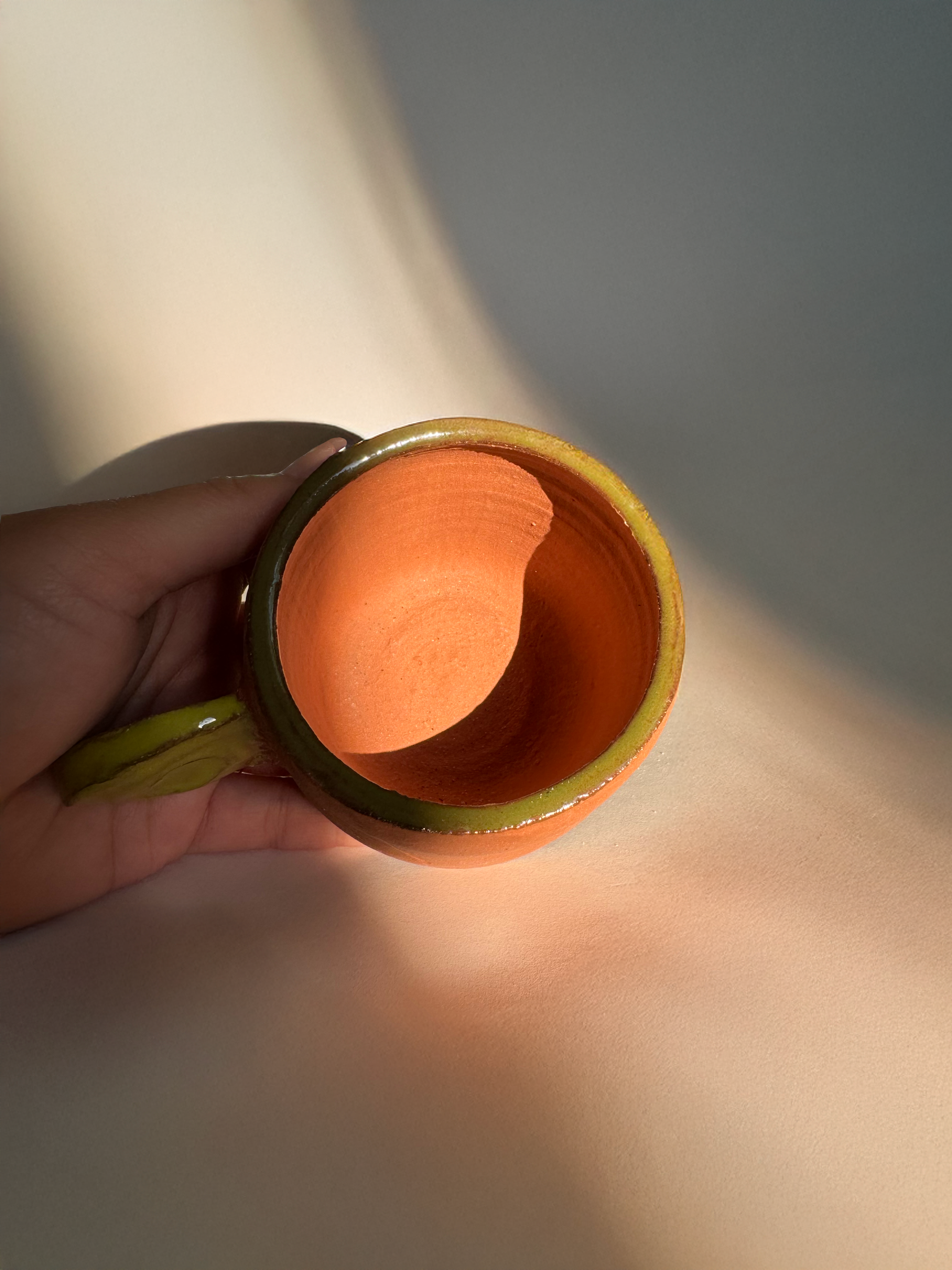 One-of-a-Kind Terracotta Mug, Handcrafted Ceramic with Funky Handle
