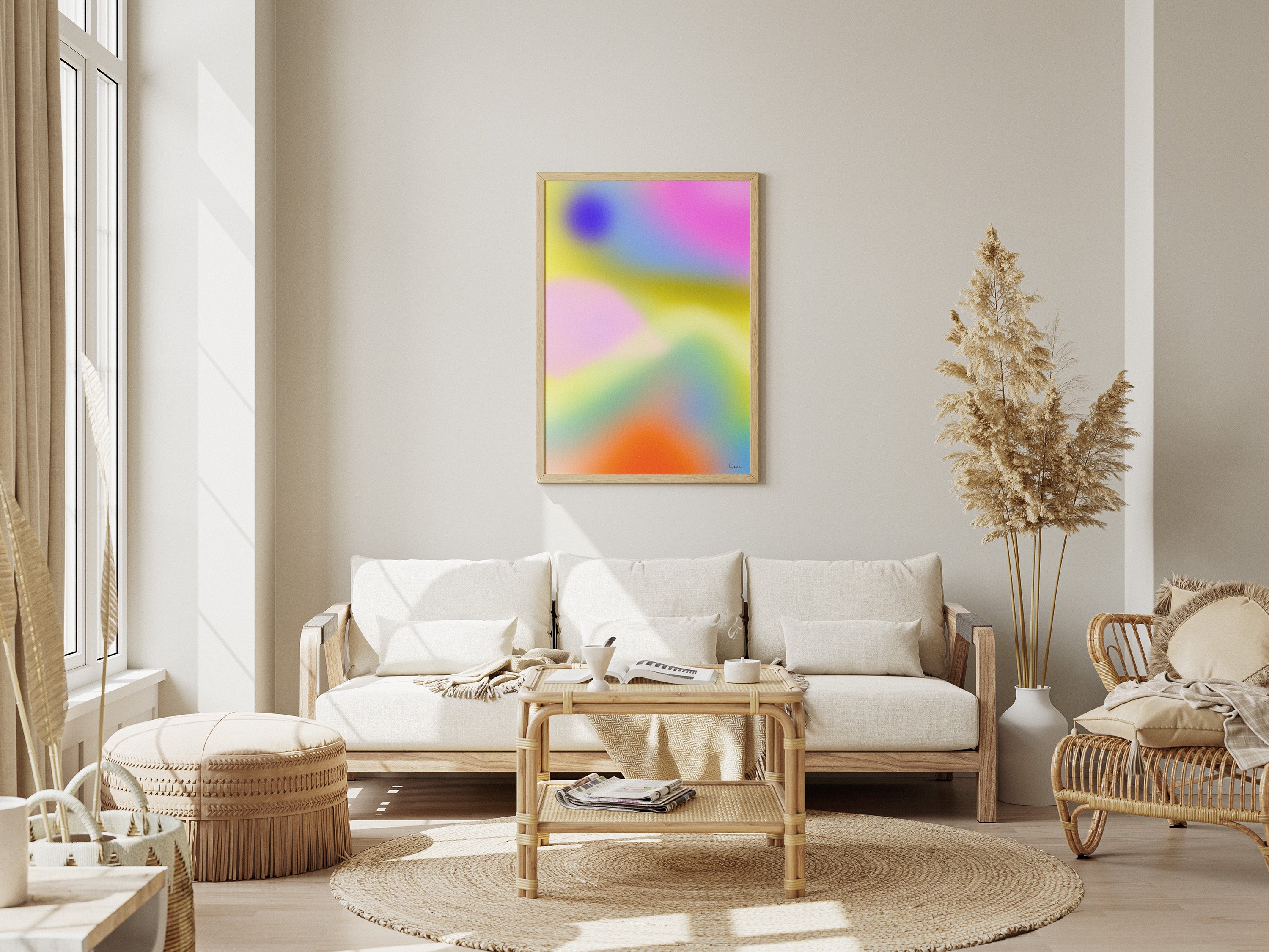 Aura Mountain Matte Abstract Art Poster, Modern Wall Decor, Minimalist Home Aesthetic, Vibrant Color Print, Aura Art Artwork