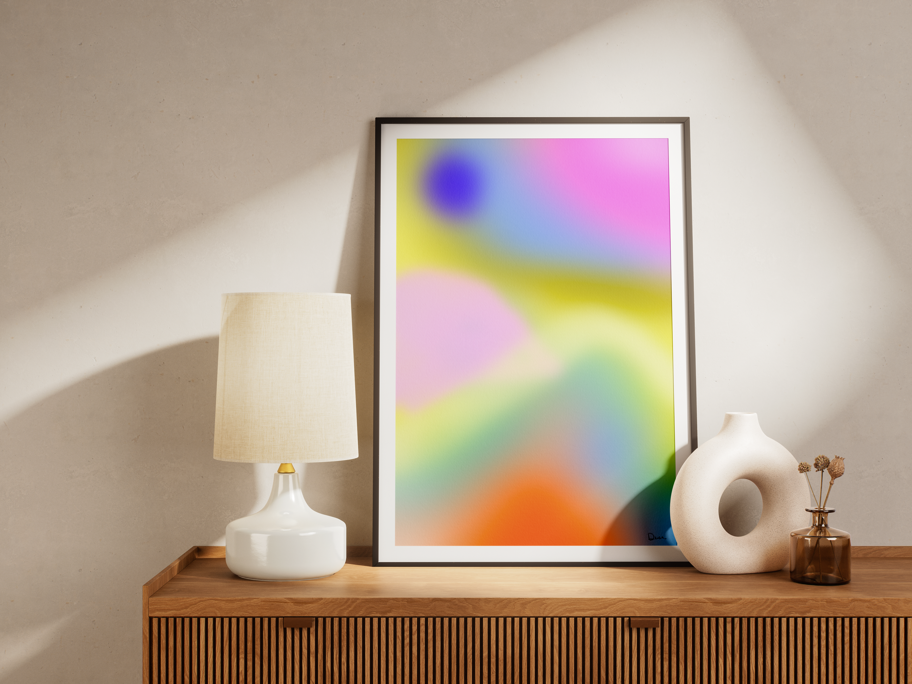 Aura Mountain Matte Abstract Art Poster, Modern Wall Decor, Minimalist Home Aesthetic, Vibrant Color Print, Aura Art Artwork